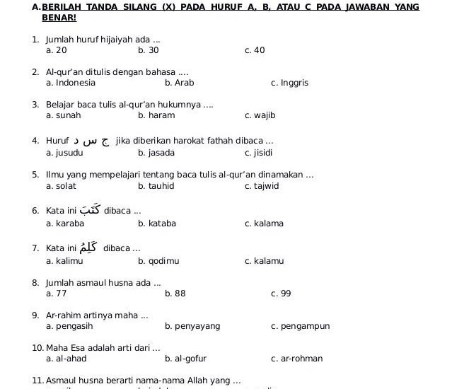 10 Rahasia Nilai Sempurna Soal Pilihan Ganda Agama Islam Kelas XI Semester 2 Terbaru