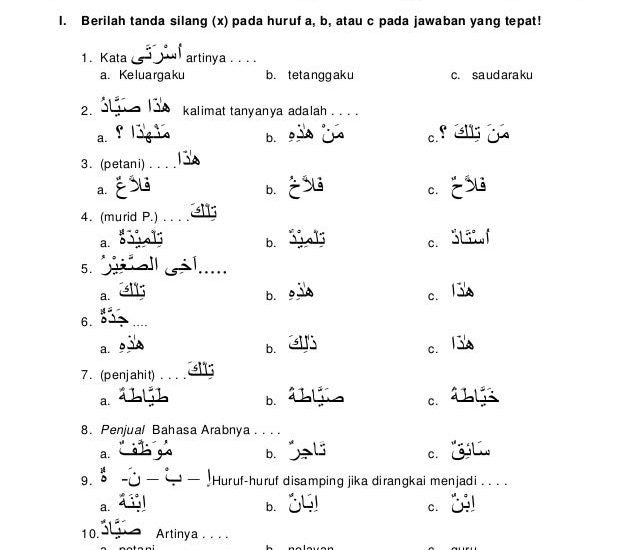 15 Contoh Soal Bahasa Arab Kelas 6 Semester 2 Beserta Kunci Jawaban Terbaru 2026