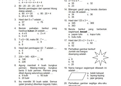 15 Contoh Soal Matematika Kelas 4 SD Semester 2 dan Jawabannya yang Sering Keluar di Ujian