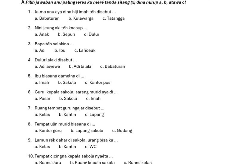 15 Latihan Soal Bahasa Sunda Kelas 3 Semester 2 dan Kunci Jawaban Terlengkap 2026