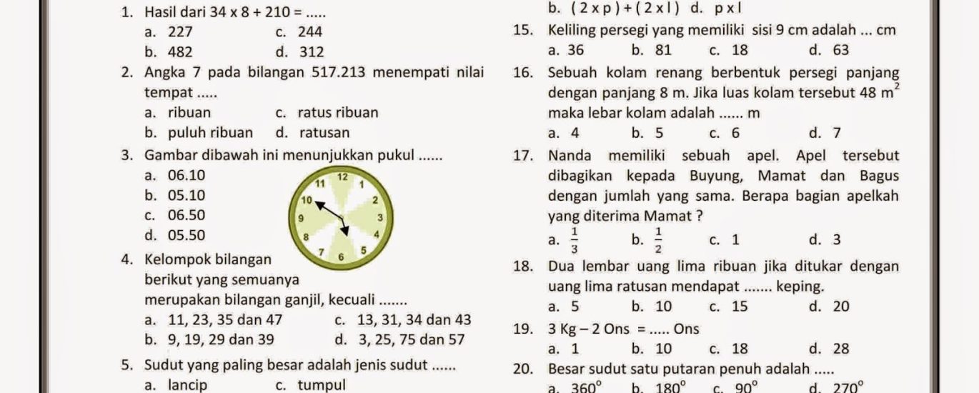 7 Rahasia Menjawab Soal Matematika Kelas 3 SD Semester 2 Agar Anak Cepat Paham dan Pintar