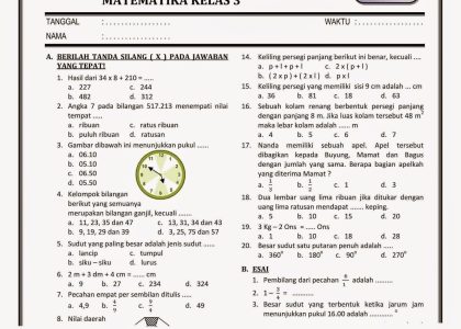 7 Rahasia Menjawab Soal Matematika Kelas 3 SD Semester 2 Agar Anak Cepat Paham dan Pintar