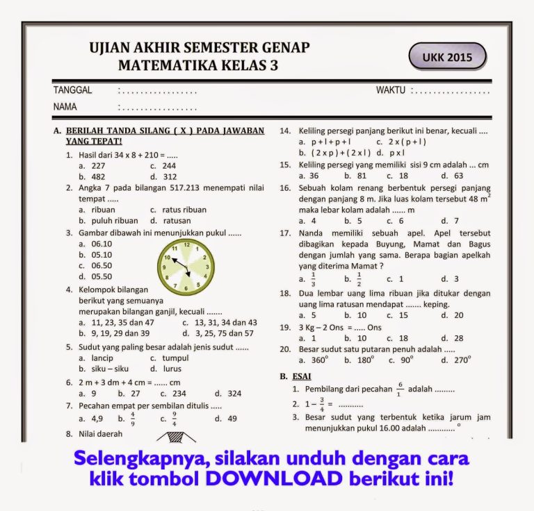 7 Rahasia Menjawab Soal Matematika Kelas 3 SD Semester 2 Agar Anak Cepat Paham dan Pintar