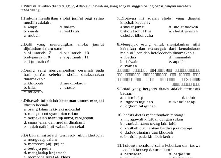 Bocoran 50 soal pg agama islam kelas 11 semester 2 yang sering keluar saat ujian sekolah